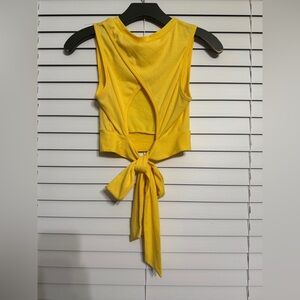 #9) Yellow Sleeveless cute Tie-back Crop Top medium